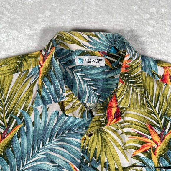 Tori Richard Uniforms Hawaiian Shirt Men L Tropical Short Sleeve Single Pocket - Picture 3 of 10